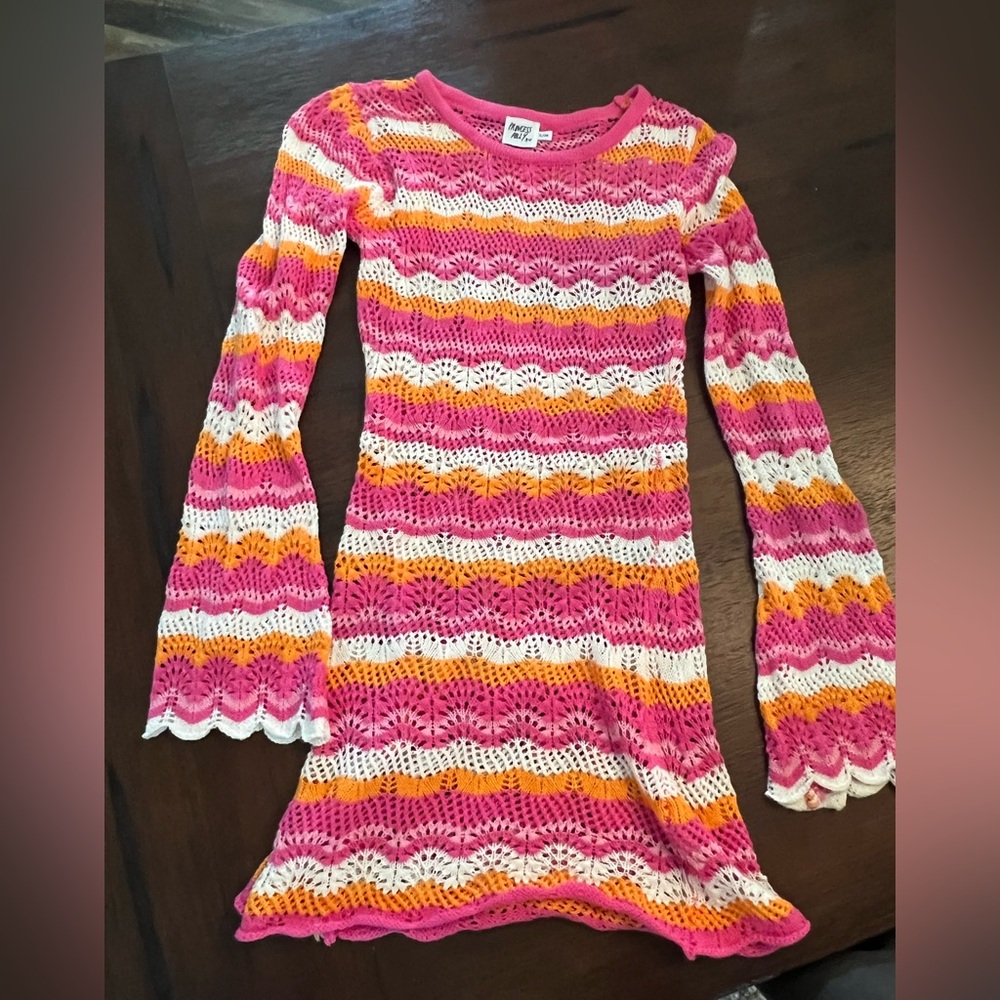 Princess Polly Pink White Orange Striped Crochet Dress